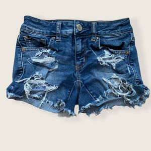 AEO Midi Super Stretch Ragged Shorts Sz 00